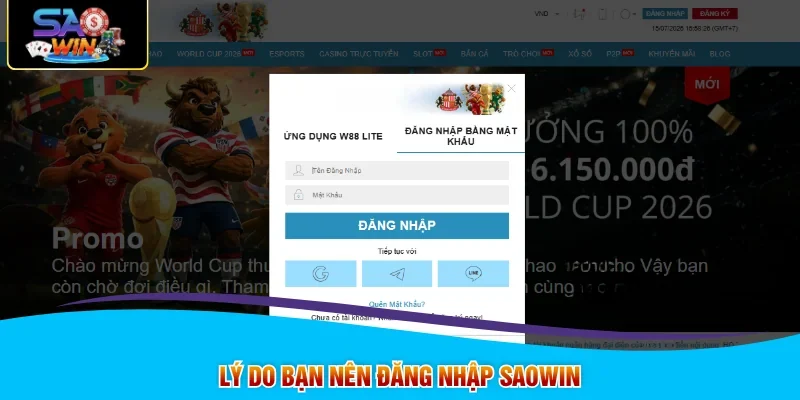 Lý do bạn nên đăng nhập SAOWIN